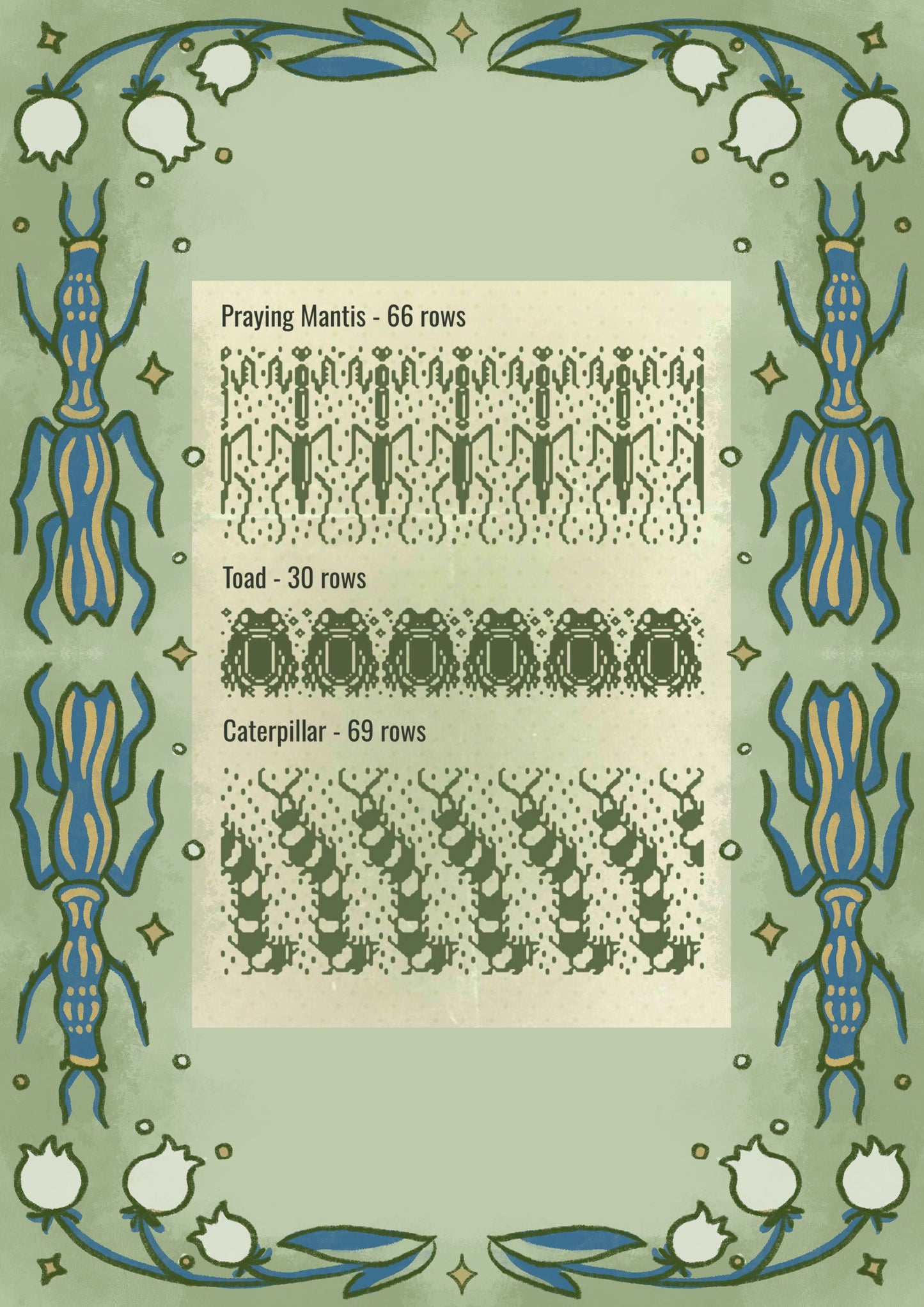 Frog&Bugs punch card pattern